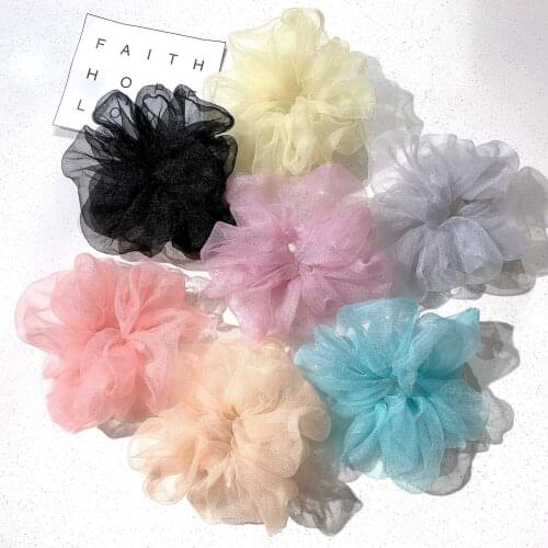 Organza Big Size Elastic Scrunchies Ponytail Holder Oversized Elastic Hairband Mesh Hair Rope Ties For Women Girls Scrancis