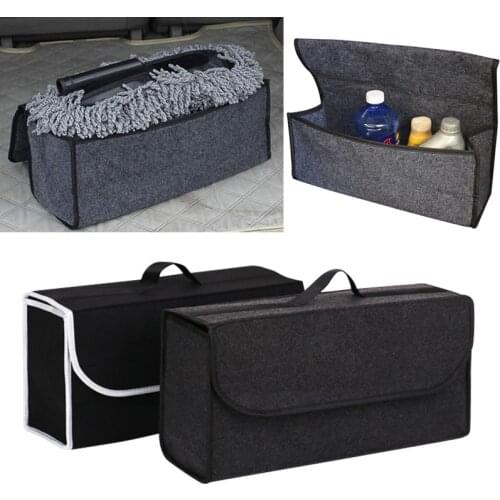 Portable Foldable Car Trunk Organizer Soft Felt Cloth Storage Box Large Anti Slip Compartment Boot Auto Stowing Tidying Holder