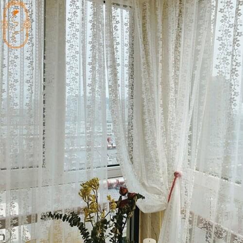 North European and American Rural White Lace Screens Living Room Balcony Bedroom Bay Window Finished Curtains White Screens
