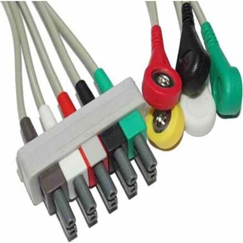 Compatible For Philips-HP MP20/30/40 43100A,,43120A,43200A ECG 5 Leadwires Snap end ECG Trunk Cable Medical Wire Cables IEC