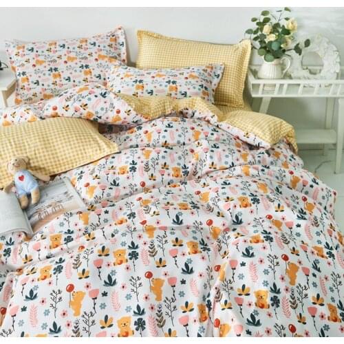 Spring Bedding Set Summer Flower Duvet Cover Set Pastoral Style Lattice Bed Linen Sheet Bedcl Bed Set 3/4pcs Home Bedclothes