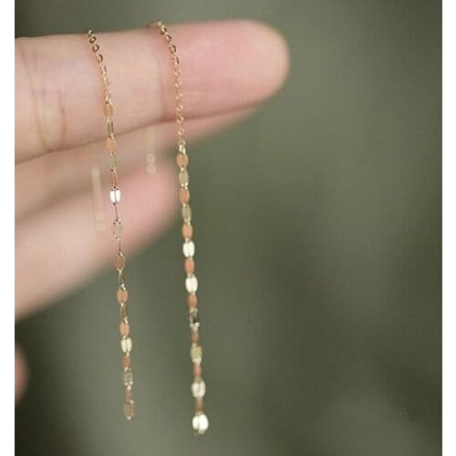 Korean Dangle Earring Geometric Chain Long Tassel Lip Shaped Drop Earrings For Women Minimalism Ear Line Kpop Jewelry Gift