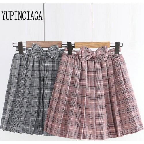 YUPINCIAGA Women Skirt High Waist Mini Denim Skirts Fashion Bottoms Pleated Skirt Harajuku Japanese School Uniform Skirt Girl