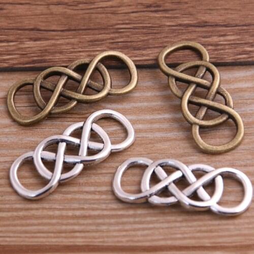 10PCS 13*32mm Two Color Metal Alloy Four Circles Jewelry Connectors Charms For Bracelet Making