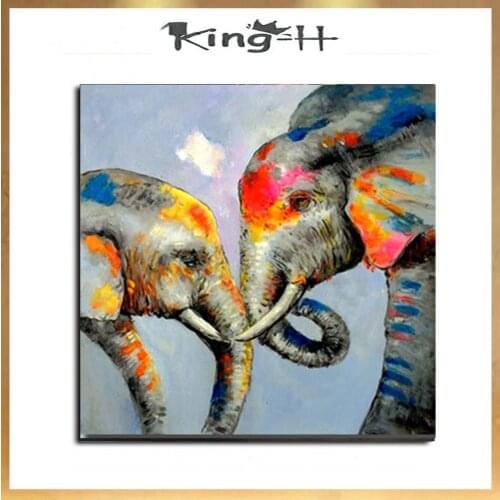 100% Hand Painted Abstract Elephant Oil Painting On Canvas Wall Art Frameless Picture Decoration For Live Room Home Decor Gift