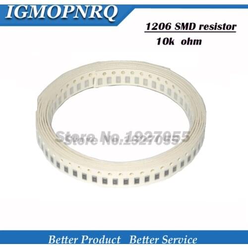 100PCS 1206 10k SMD Resistor Error 10K 103 ohm chip resistor 0.25W 1/4W new