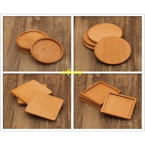100pcs/lot 8.8cm Beech & Walnut Wood Coasters Cup Coffee Tea Cup Pads Drinking Mats Teapot Drink Coaster