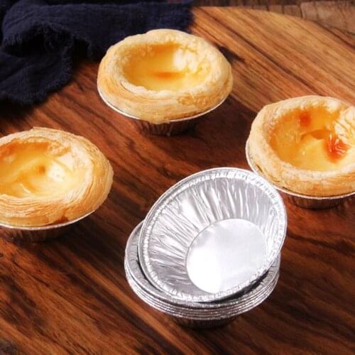 100pcs Disposable Aluminum Foil Tart Pan Mini Pot Pie Tart Bake Plate Tin Pan Tray BHD2