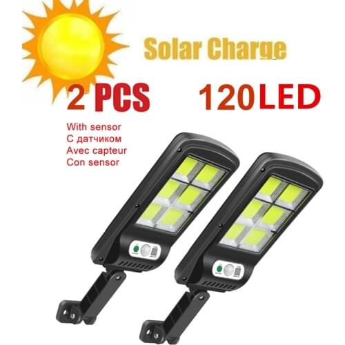 2pcs tabular oblong 120 led Solar Light 6 reflectors Adjustable Lightness With Remote Control Outdoor Waterproof Solar Garden wa