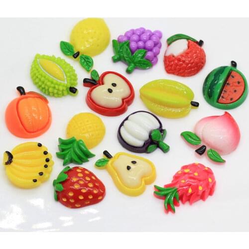 20/50pcs Wholesale Mixed Fruit Simulation Resin Decoration Craft Flatback Cabochon Embellishments For Scrapbooking Kawaii Cute
