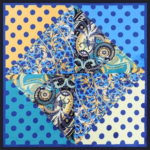 2020 60x60 patchwork Dots Multipurpose women Silk twill scarf Satin square tie Hairband ladies foulard femme towel bufanda shawl