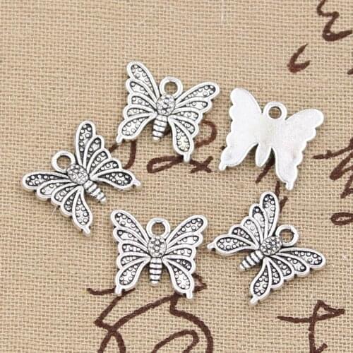 25pcs Charms Butterfly 15x14mm Antique Silver Color Plated Pendants Making DIY Handmade Tibetan Silver Color Jewelry