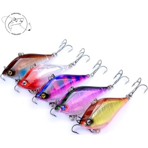5Pcs/lot Isca Artificial Laser VIB Boat Fishing Bait Lures With 2 Treble Hooks Wobblers Crankbait Hard Pesca Jigging For Lake