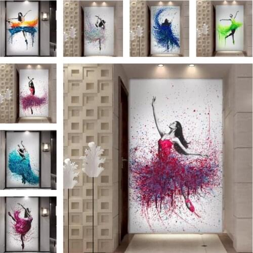 Canvas Painting Printed Abstract Painting Elegant Dancing Ballerina Ballet Girl Wall Art Piece Large for Bedroom Home Decoration