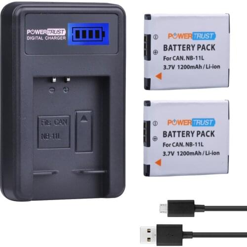 2Pcs 1200mAh NB-11L NB 11L NB11L Camera Battery + LCD USB Charger for Canon A2600 A3500 A4000IS IXUS 125 132 140 240 245