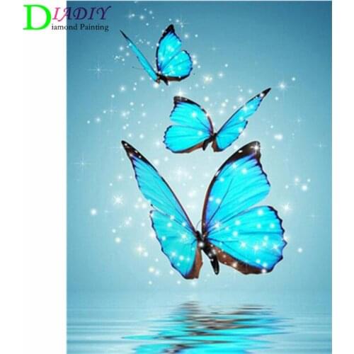 Diy 5d Diamond Painting "Flower butterfly scenery" Cross Stitch Square Round Diamond Embroidery Handwork Rhinestone Art