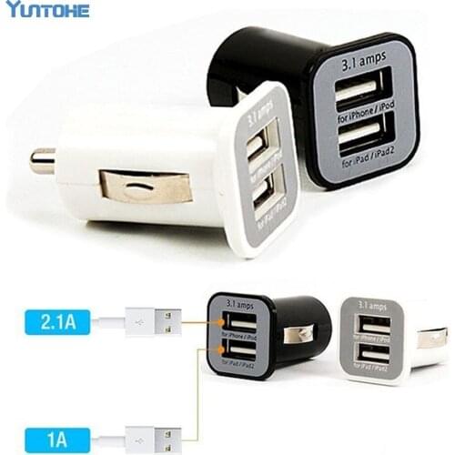 Large Capacity 3.1A Car charger Micro Dual USB port Adapter For Mobile phone MP3/4/5 DVR GPS Pad Camera 100pcs/lot