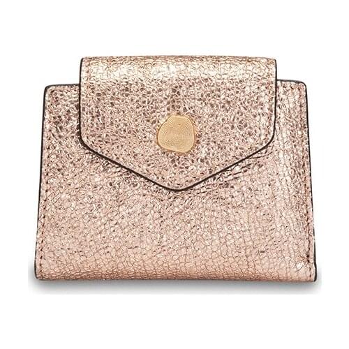 Glitter cow leather women short small zipper wallet folder coin purse