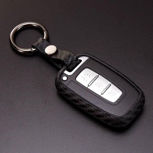 Carbon Fiber Pattern Car Key Cover with Car Key Holder For Hyundai Equus Genesis Veloster For KIA Sportage Forte Optima Azera