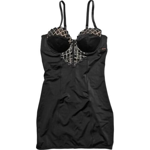 Black Sleepwear Women Night Dress Polka Dot Embroidery Sleeveless Nightgown Spaghetti Strap Nightwear Sexy Lingerie SLA072
