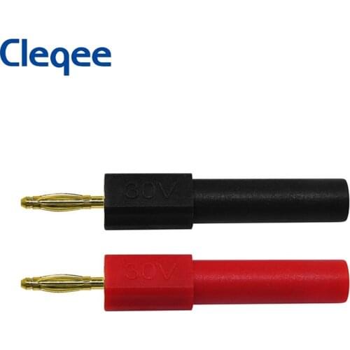Cleqee P7020 2PCS 2mm Banana Plug Jack with 4mm Socket 30V/10A Gold Plated Connectors For Speaker Test Probes Converter