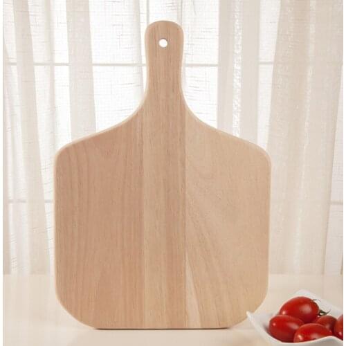 Wooden Square Cutting Board Eco-Friendly Chopping Block Natural Wood Pizza Peel Pad with Handle Serving Tray Fruits/Cake Plate