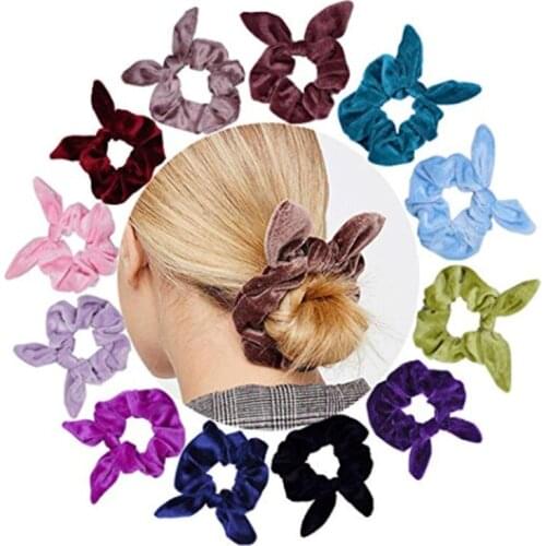 Flower Elastic Rubber Band For Woman Girl Ponytail Holder Velvet Hair Ring Cute Rabbit Ear Hair Rope Scrunchies Hair Accessories