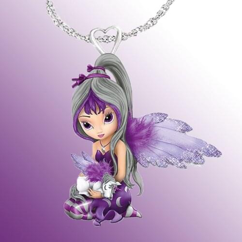 Purple Princess Lucky Pony Necklace Pendant Resin Fashion Lady Accessories Creative Jewelry Party Necklace Dainty Pendant