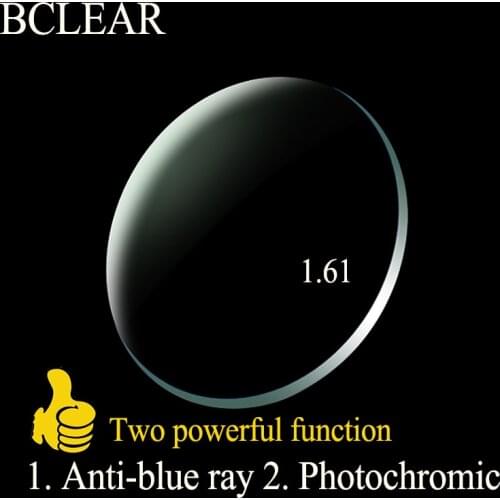BCLEAR 1.61 Index Aspheric Anti-blue Ray Lenses Transitions Photochromic Lenses Single Vision Lens Chameleon Gray Brown Myopia
