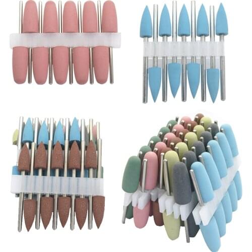 10pc Silicone Rotary Nail Drill Bit Rubber Manicure Drills Bit Electric Milling Cutter Burr Cuticle Polishing Tools Accessories