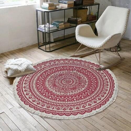Nordic Ins Cotton And Linen Floor Mat Ethnic Wind Round Carpet Door Stepping Mat Into The Door Bedroom Non-Slip Mat Bohemia