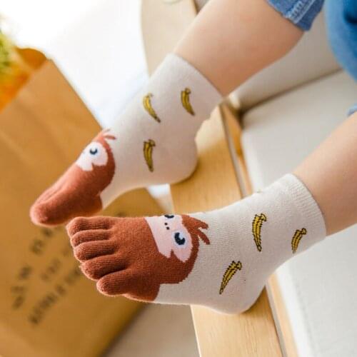 Fashion Childrens Finger Socks Cute Baby Socks Toddler Baby Kids Girls Boys Cartoon Animal Five Fingers Sock Hosiery Toe Sock