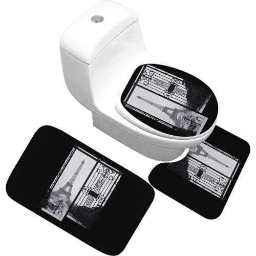 3pcs Eiffel Tower Flannel Super Soft Absorbent Bathroom Door Mat Non-slip Bath Rug Carpet bathroom bath mats bathroom decoration