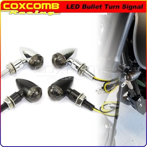 Smoke Micro Bullet LED E11 Front/Rear Turn Signal Light M8 Mount Bolt for Harley Sportster Cafe Racer Mini Indicator Blinker