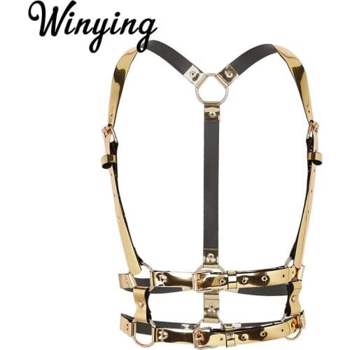 Fashion Punk Gothic Festival Rave Faux Leather Sexy Body Chest Harness Belts Women Men Club Party Caged Straps Tops Waistbands