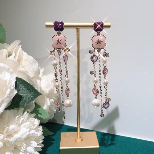 Fashion trend, personality, anti allergy earrings, pink beads, ladies, free shipping, high-quality gifts, popular luxury