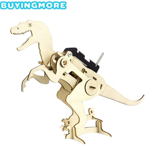 DIY Kit Dinosaur T Rex 3D Model STEM Basics Science Toys for Boys Electric Crawling Wood Model Assembly Puzzle Teen Friends Gift