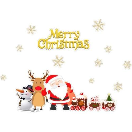Amazon Christmas Snowflake Santa Claus Wall Stickers Room Bedroom Stickers Childrens Living Room R5O9
