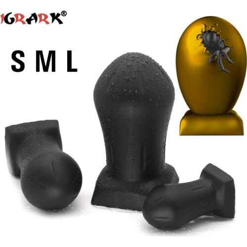 2021 New Dragon Egg Silicone Huge Butt Plug Big Anal Plug Trainer Unisex Sex Stopper 3 Size Adult Sex Toys for Men Women Couples