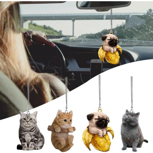 Dog Cat Car Hanging Ornament Car Hanging Ornament Car Interior Decor Cute Dog Car Ornament Keychain Home Decoration Gift