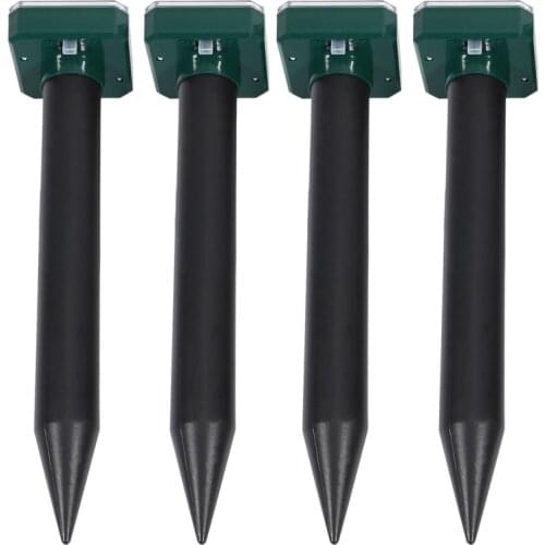 Mole Repellent, 4 Pack Ultrasonic Animal Repellent Solar Powered Gopher and Vole Chaser Humane Rodent Repellent