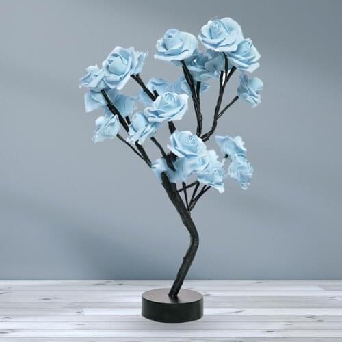 Blue Rose Flower LED Tree Light Fairy Tree Lamp Ambient Table Lamp for Home