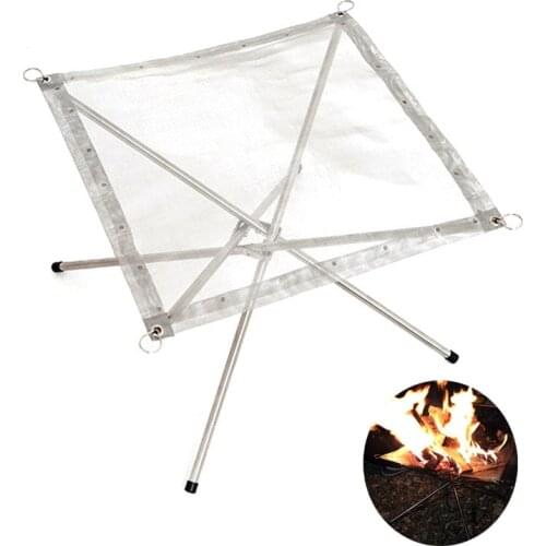 Folding Stove Pit Stand Fuel Rack Steel Mesh Fire Frame Wood Charcoal Camping Tool Outdoor Protable Fire Stand with Collapsing