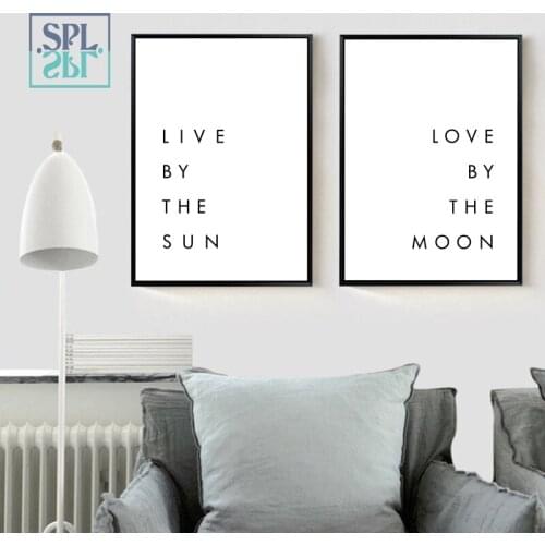 SPLSPL Frameless Canvas Art Print Poster and Painting-Live by Love Sunglasses by the Moon Typography Wall Picture Home Decor