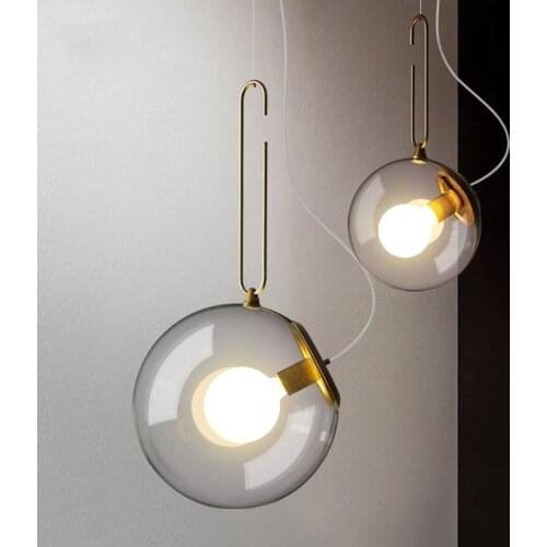 Industrial Style Restaurant Glass Bubble Pendant Lights Retro Bar Cafe Gold Iron Pendent Lights Modern Home Deco Light Fixtures