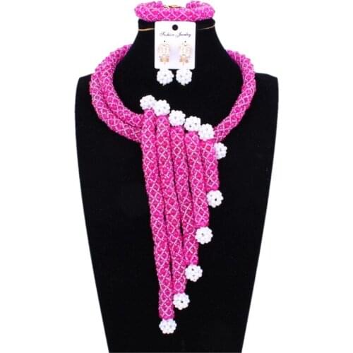 Sparking African Wedding Jewellery Set Bridal Jewelry With White Balls Nigerian Necklace Sets For Women Free Shipping 2018 New