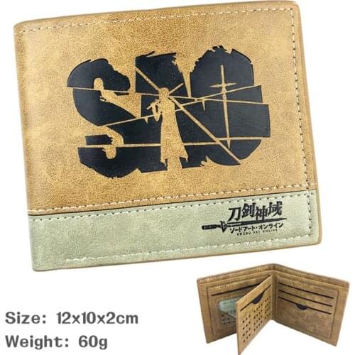 Sword Art Online SAO Anime Cartoon Men Women Boys Girls Short Leather Bi Fold Wallet Purse Money Holder