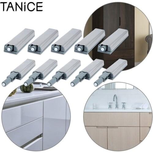TANiCE 10 Pcs ABS & Stainless Steel Cabinet Latch Door Drawer Push To Open System Damper Buffer Catch Kitchen Bedroom Hinge Kits
