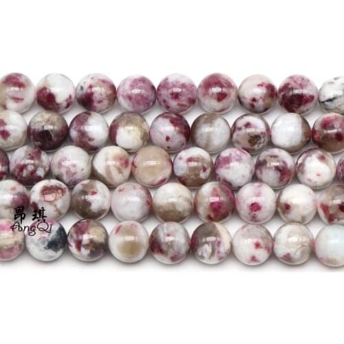 Natural stone plum blossom tourmaline beads Semi-precious stone DIY handmade necklace jewelry accessories tourmaline loose beads