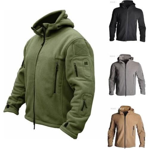 Outdoor Tactical Military Men Windproof Soft Shell Fleece Army Shooting Hunting Clothing Camping Hiking Thermal Hooded Jacket